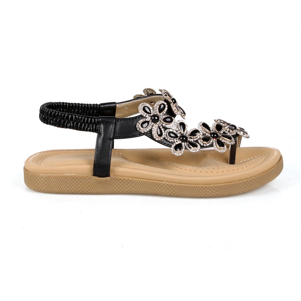 Jordyn-02 Slip on Women's Flower Rhinestone Sandal - Picture 2 of 3
